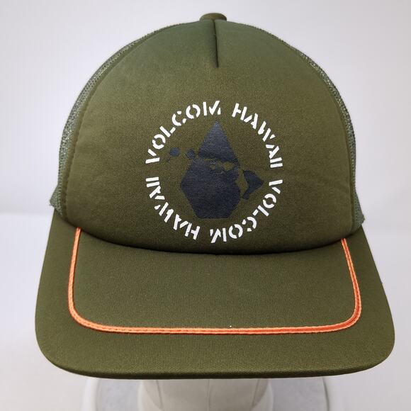 Volcom Hawaii Snapback Trucker Hat Green One Size Adjustable Embroidered Genuine - Picture 2 of 9